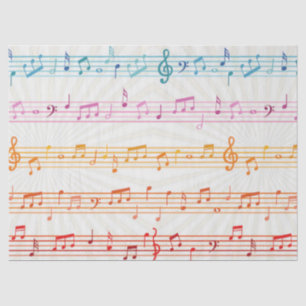 Papel De Seda Músico Colorido de Notas de Música Multicolores