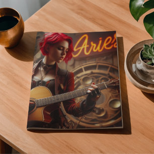 Papel De Seda Músico de Áries Zodíaco Guitarra Decoupage