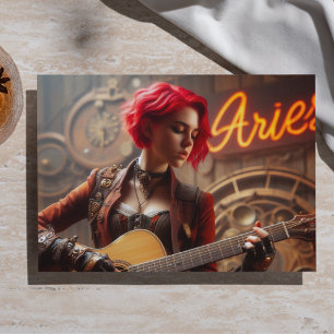 Papel De Seda Músico de Áries Zodíaco Guitarra Decoupage