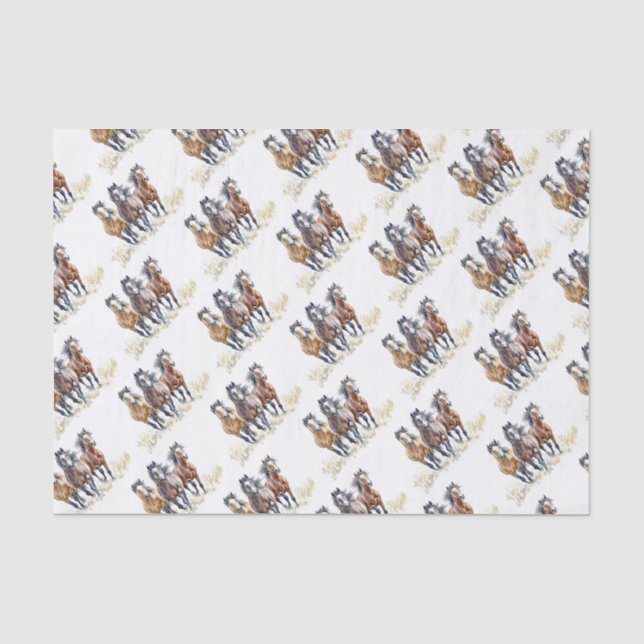 Papel De Seda Mustangs Ocidentais Selvagens e Livres (Frente )