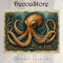 Papel De Seda Mystic Octopus Vintage Nautical Fantasy Decoupage