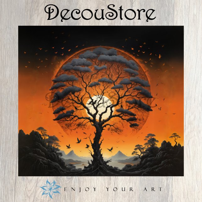 Papel De Seda Mystic Tree at Sunset Decoupage (Criador carregado)