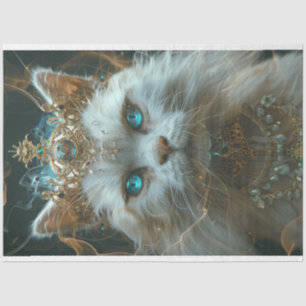 Papel De Seda Mystic White Cat Vestindo a dissociação da coroa