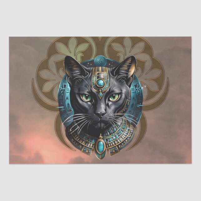 Papel De Seda Mystical cat of Egypt, black as night (Frente )