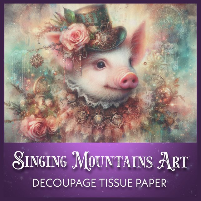 Papel De Seda Mystical Fantasy Steampunk Pig Decoupage (Criador carregado)