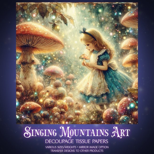 Papel De Seda Mystical Forest Alice and Mushrooms Decoupage (Criador carregado)