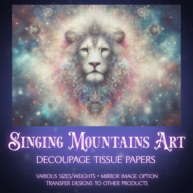 Papel De Seda Mystical Jeweled Lion and Stars Decoupage (Criador carregado)
