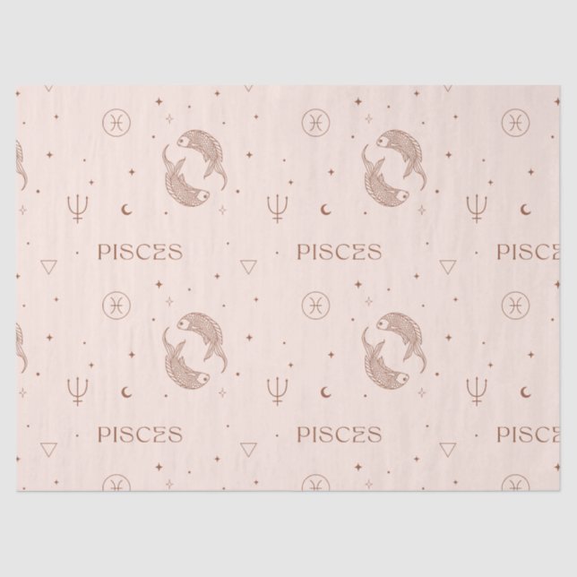 Papel De Seda Mystical Libra Zodiac Pattern in Brown & Burgundy (Frente )