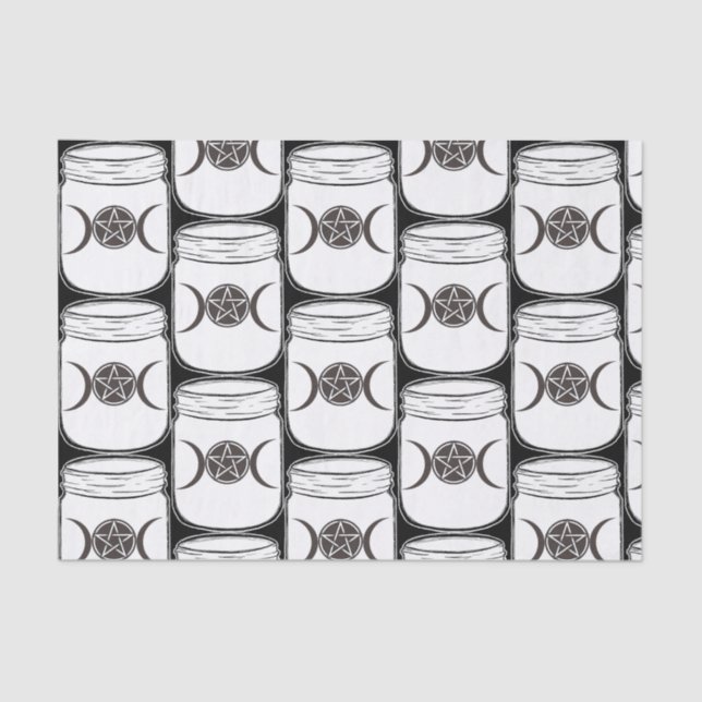 Papel De Seda Mystical Magic Moons Mason Jar Halloween (Frente )
