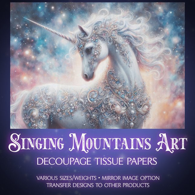 Papel De Seda Mystical Unicorn Galaxy Decoupage  (Criador carregado)
