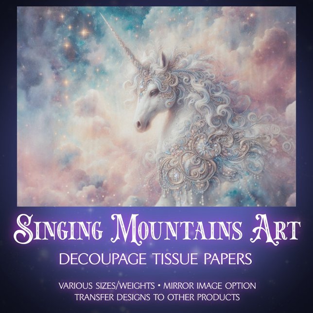 Papel De Seda Mystical Unicorn Galaxy Sky Decoupage  (Criador carregado)
