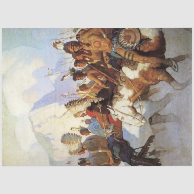 Papel De Seda N C Wyeth Western Painting "O Partido da Guerra" (Frente )