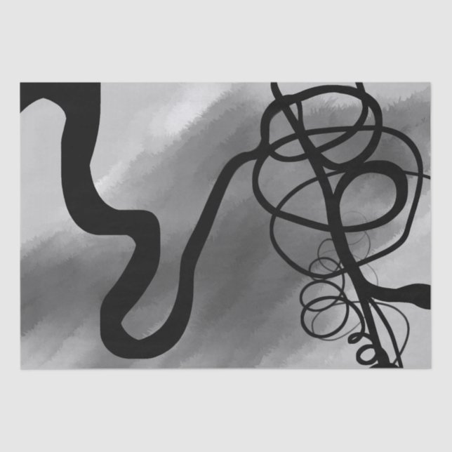 Papel De Seda Na grade: Cinza Abstrato, Preto e Branco (Frente )