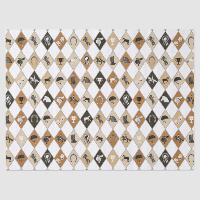 Papel De Seda Na moda Beige Brown Equestrian Diamond Patterno (Frente )