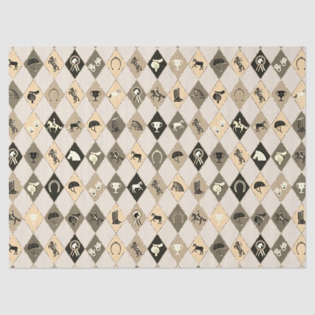 Papel De Seda Na moda Beige Cream Equestrian Diamond (Frente )