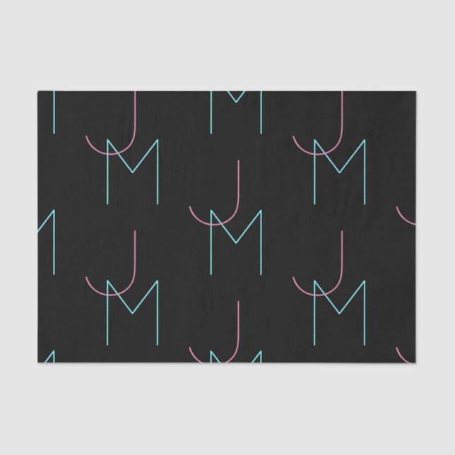 Papel De Seda Na moda Editável Qualquer Duas Iniciais Modernas e (Frente )