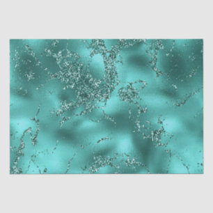 Papel De Seda Na moda Teal Shimmer Glitter & Foil Efeito Marble