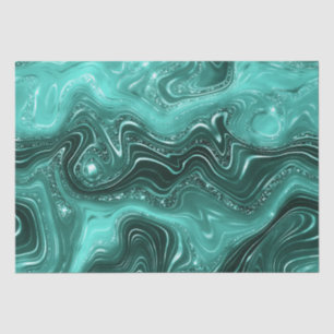 Papel De Seda Na moda Teal Shimmer Glitter & Foil Strata Marble