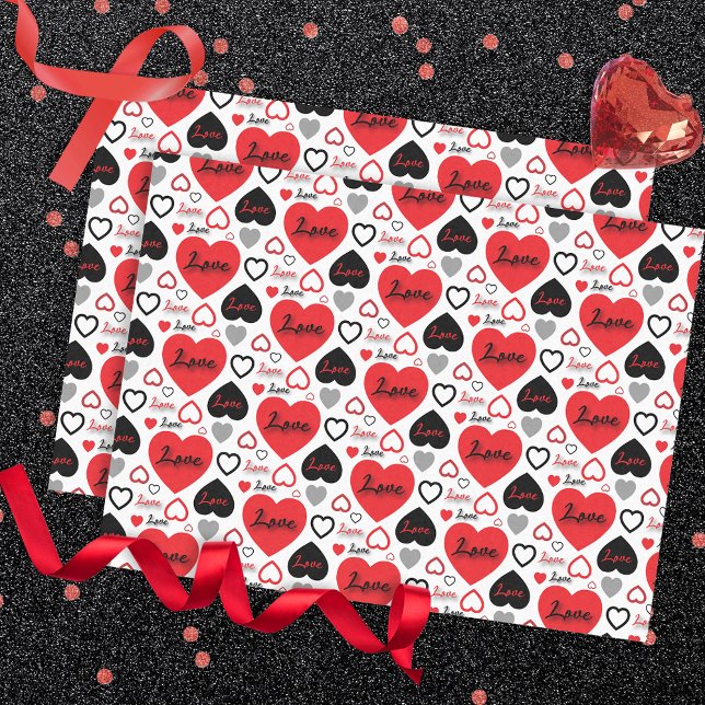 Papel De Seda Na moda Trendy Red And Black Love Heart (Criador carregado)