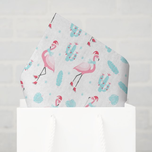 Papel De Seda Na moda Tropical Natal Rosa Flamingo Girly (Sacola de presentes)