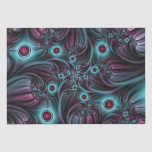 Papel De Seda Na Profundidade da Arte Fractal Abstrato Azul Cor-