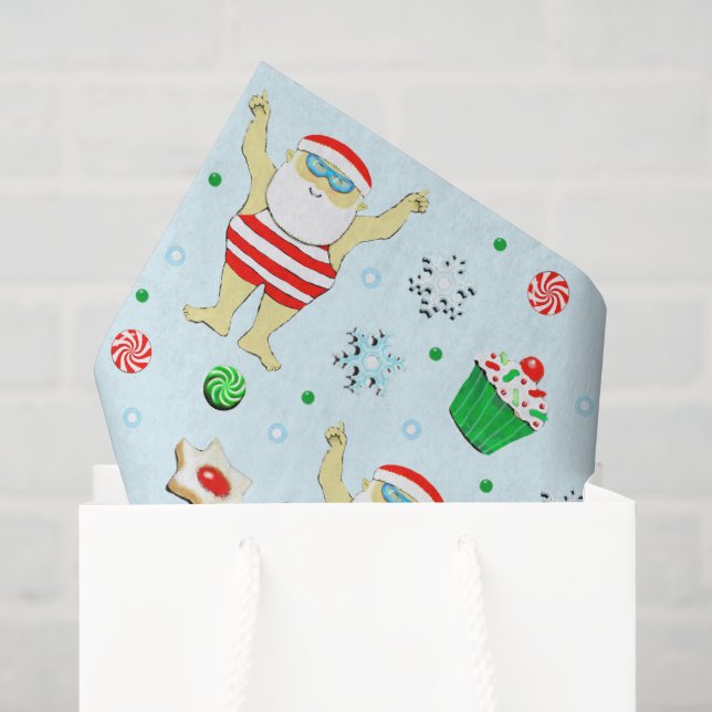 Papel De Seda Nadador Férias de Natal (Sacola de presentes)
