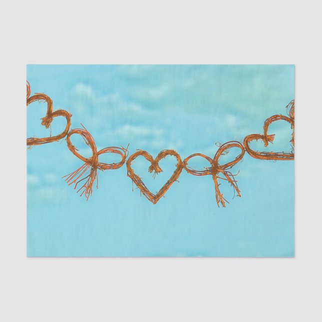 Papel De Seda Namorados Coração - Decomputação de Teal Branco Bo (Frente )