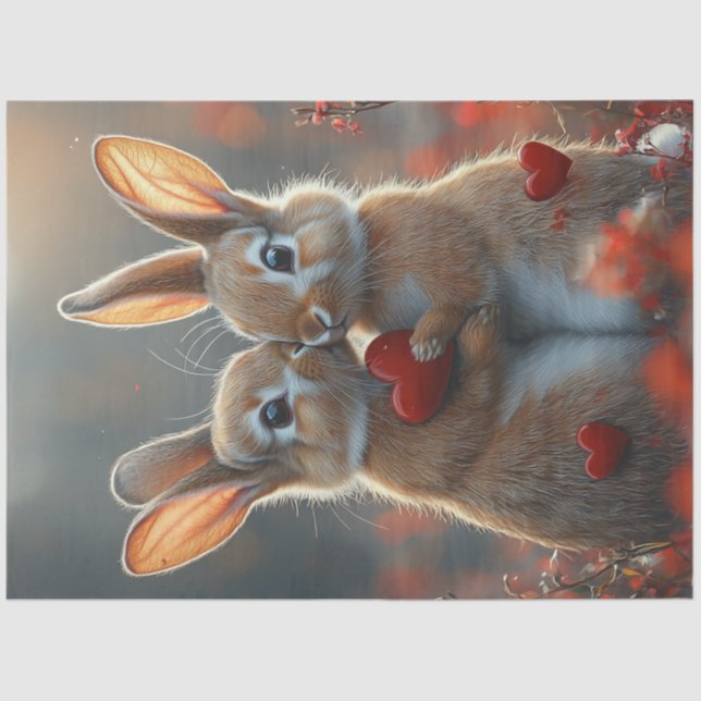 Papel De Seda Namorados de desacoplamento coelhos coelhos beijan (Frente )