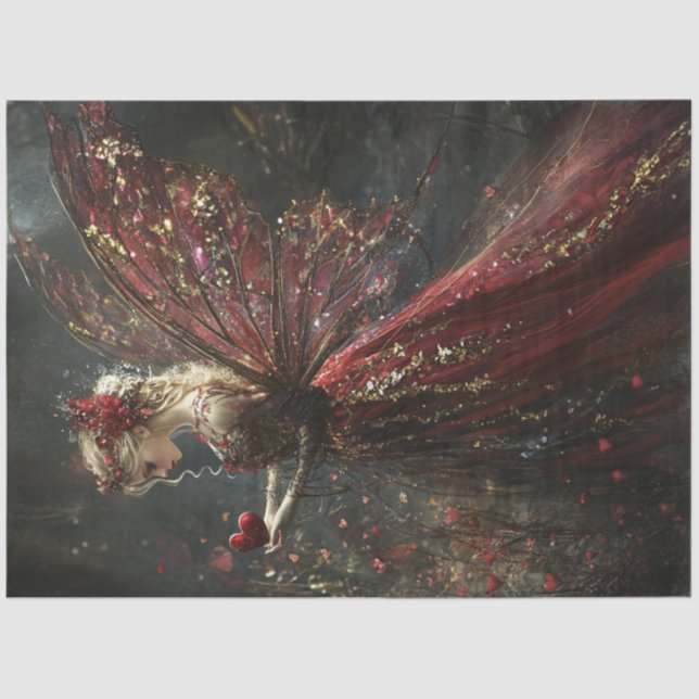 Papel De Seda Namorados de dissociação Fada loira em vermelho e  (Frente )