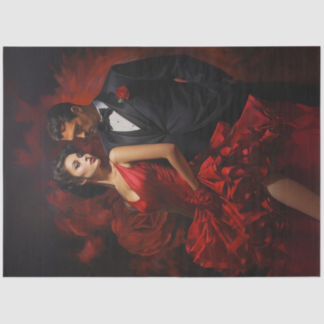 Papel De Seda Namorados de dissociação Tango em preto vermelho (Frente )