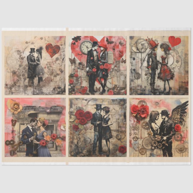 Papel De Seda Namorados Românticos de Casal de Fundo de Mídia Mi (Frente )