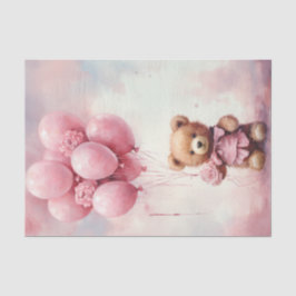Papel De Seda Namorados Urso de Teddy Segurando Balões Rosa
