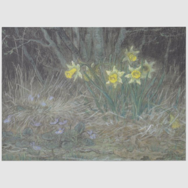 Papel De Seda Narcissus Flowers and Violets (por Millet) (Frente )