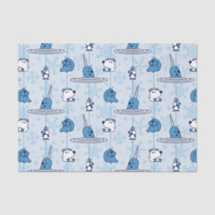 Papel De Seda Narwhal Blue Snowflake Pattern