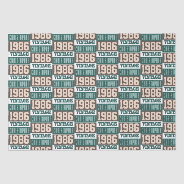 Papel De Seda Nascer em 1986 com nome cristão (Frente )