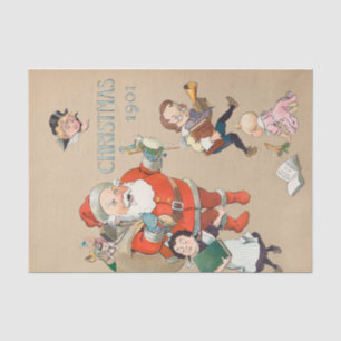 Papel De Seda Natais vintages 1901 Papai Noel e Criança