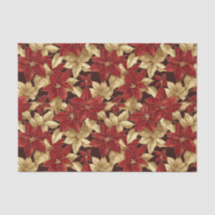 Papel De Seda Natais vintages de Poinsettias Douradas