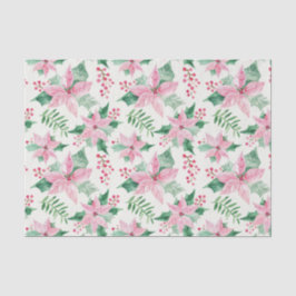 Papel De Seda Natais vintages de Poinsettias Rosa