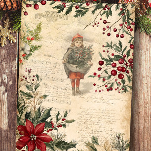 Papel De Seda Natais vintages Decoupage Botânica de inverno
