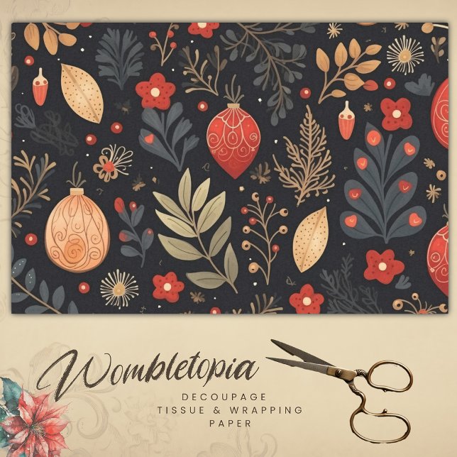 Papel De Seda Natais vintages Elegantes - Decoupage Bauble (Criador carregado)