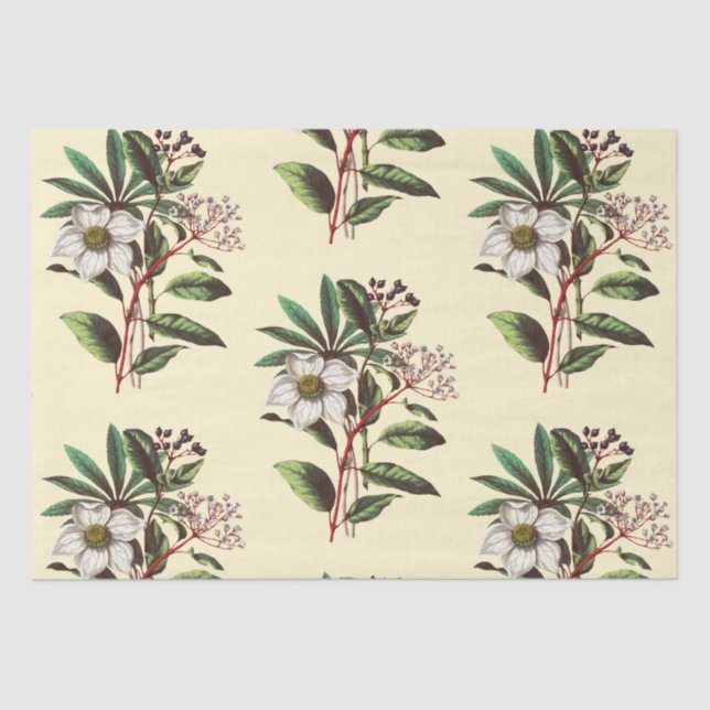 Papel De Seda Natais vintages Elegantes Rosas Beige (Frente )