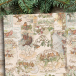 Papel De Seda Natais vintages festivos Ephemera de aves e flores<br><div class="desc">Colagem festiva e única,  sem costura,  com natais vintages efêmeras,  incluindo robins sagrados,  mariscos e de peito vermelho com bicicleta,  lanternas e Cartões de natal de ornamentado em fundo de sondagem quente. Cada elemento gráfico é de um antigo cartão de Natal vitoriano vitoriano,  cortado pelo chip.</div>