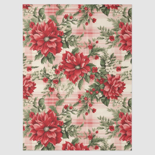 Papel De Seda Natais vintages - Florais - Desligar (Frente )