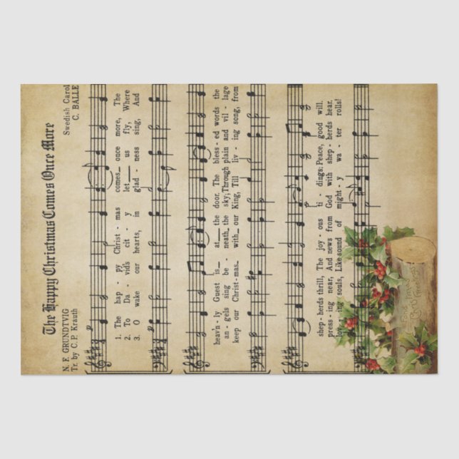 Papel De Seda Natais vintages Música (Frente )