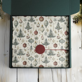 Papel De Seda Natais vintages Ornamentos em Creme