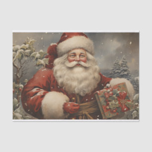 Papel De Seda Natais vintages Papai Noel com presentes