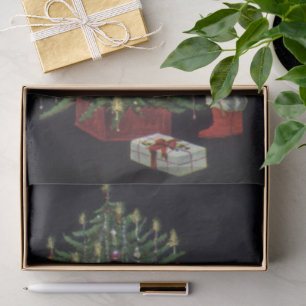 Papel De Seda Natais vintages, Papai Noel com Presentes