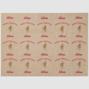 Papel De Seda Natais vintages Papai Noel Nome Personalizado Kraf