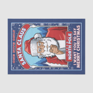Papel De Seda Natais vintages Papais noeis dizem Feliz Natal