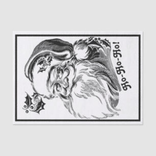 Papel De Seda Natais vintages Pretos do Papai Noel Branco